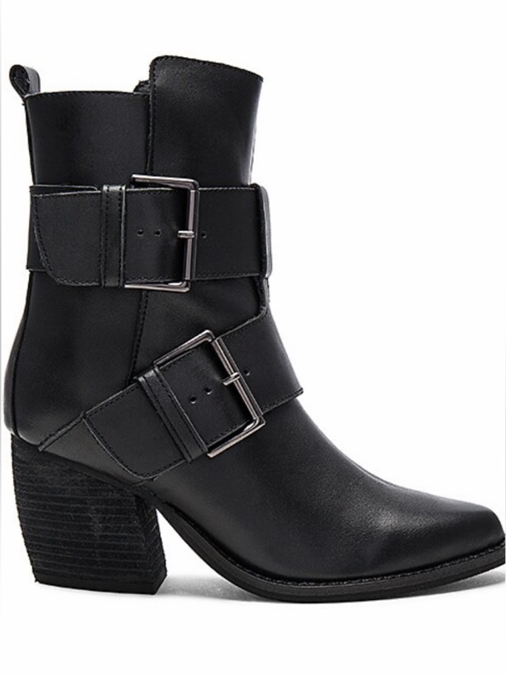 Urge Tame Booties black Leather pointed Toe Buckle Western Biker Size 41